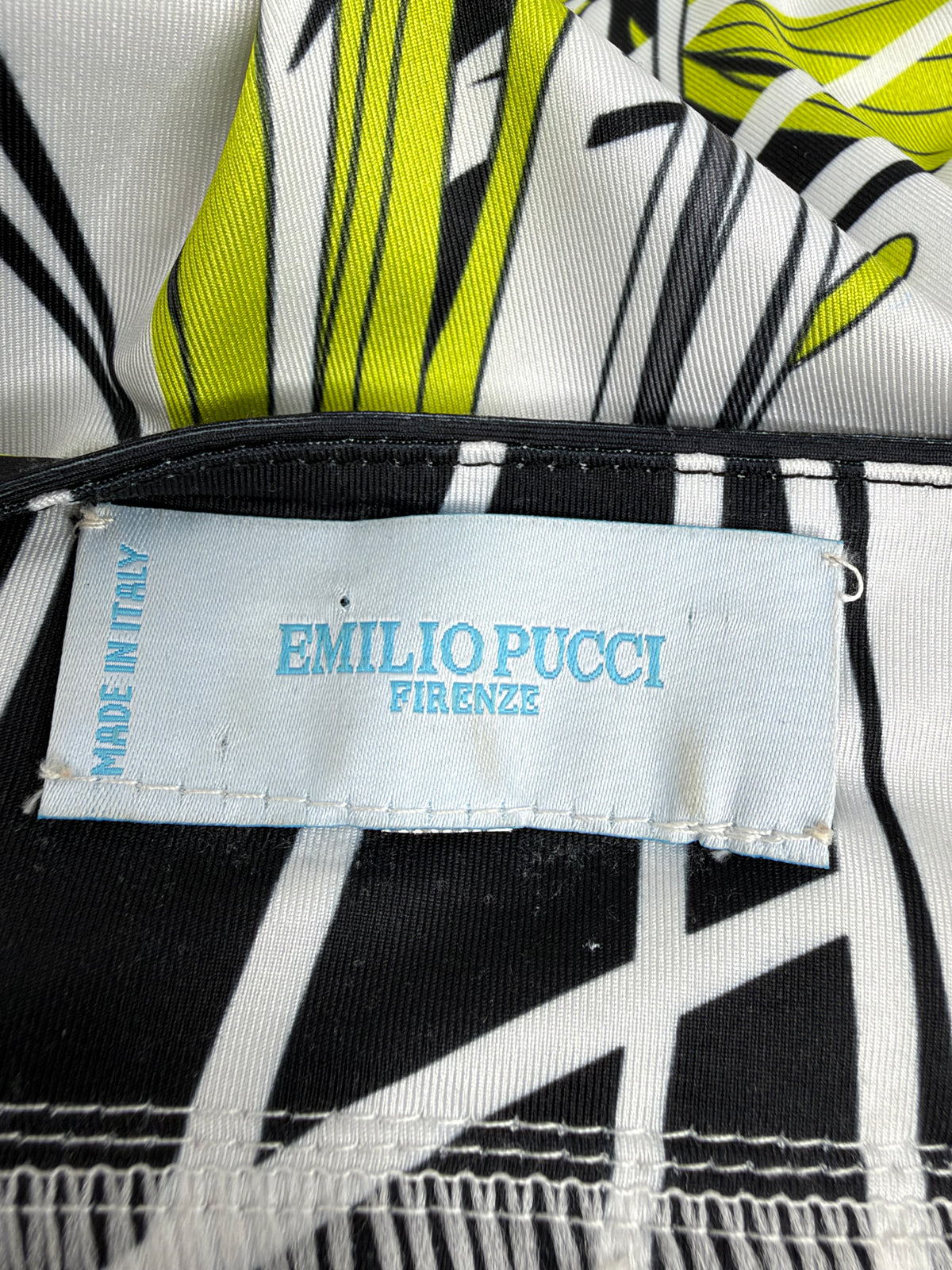 2000s Emilio Pucci Black, Lime Gren, White & Pink Floral Patterned Silk Jersey Dress - AU8/10