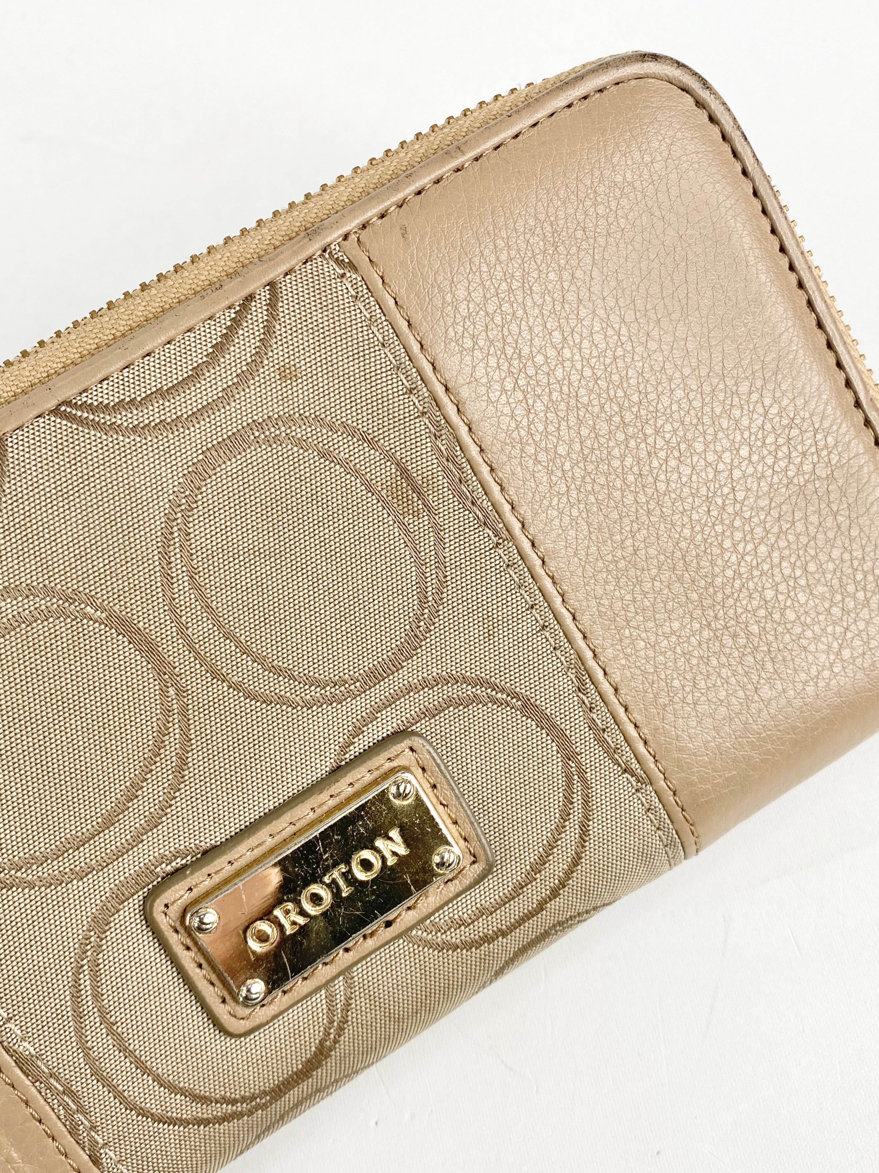 Oroton Soft Beige Monogram Wallet