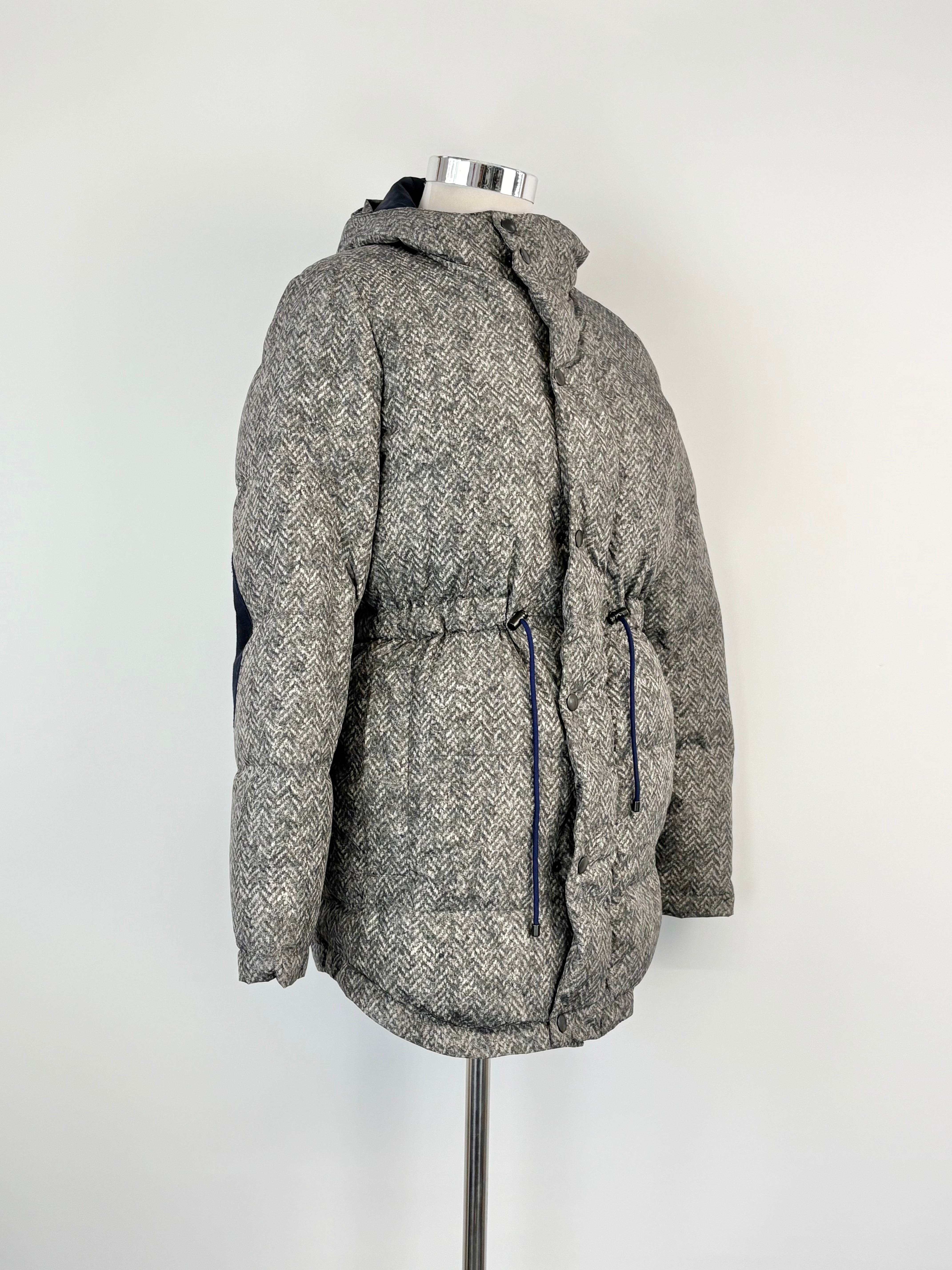 Carven Grey Zig-Zag Pattern Hooded Winter Jacket - AU16
