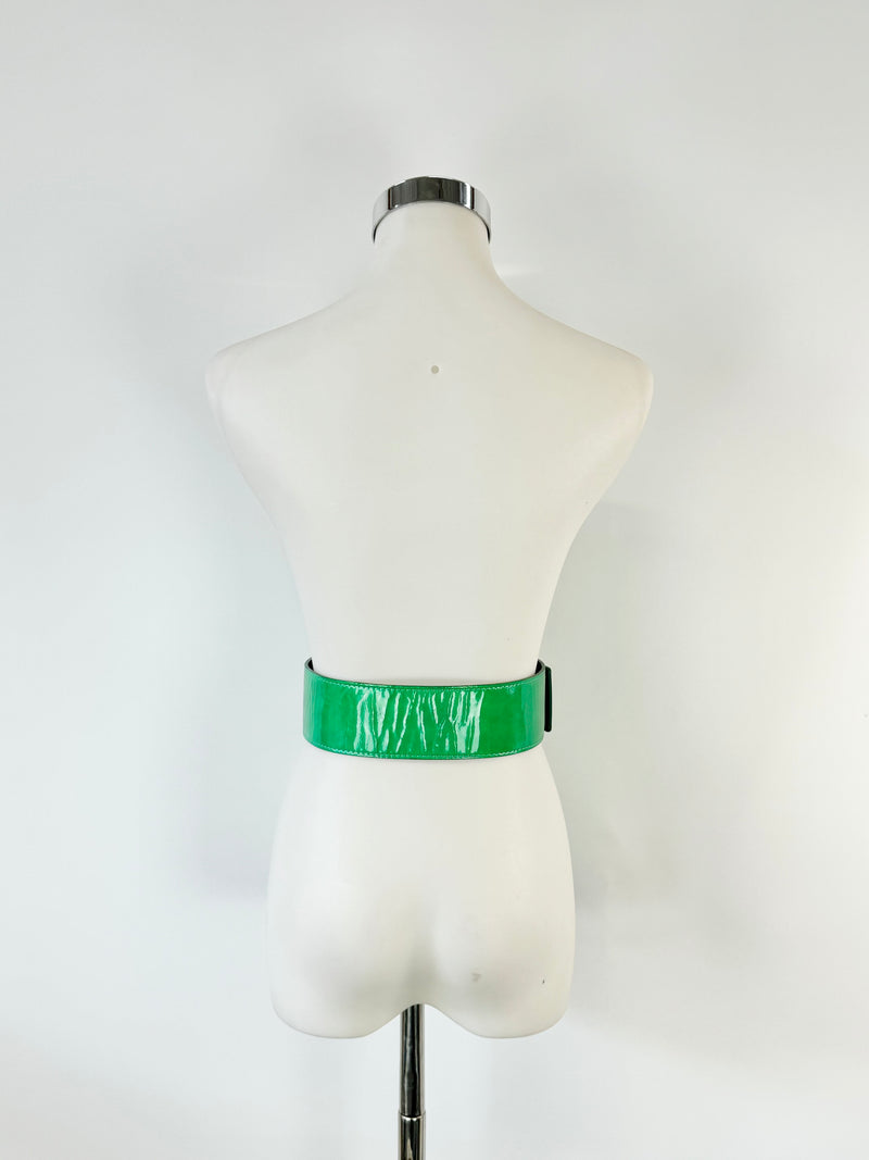 GF Ferre Jade Green Patent Leather Belt - S/M