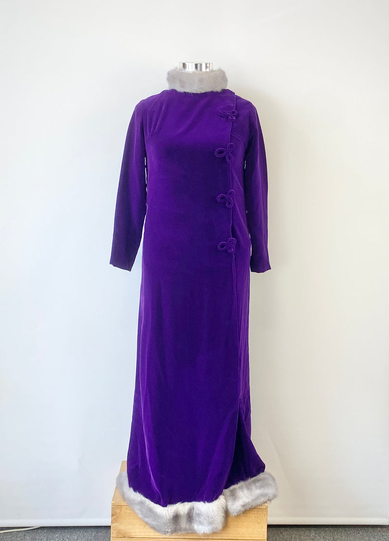 Vintage Violet Velvet Faux Fur Trim Coat/Dress - AU12