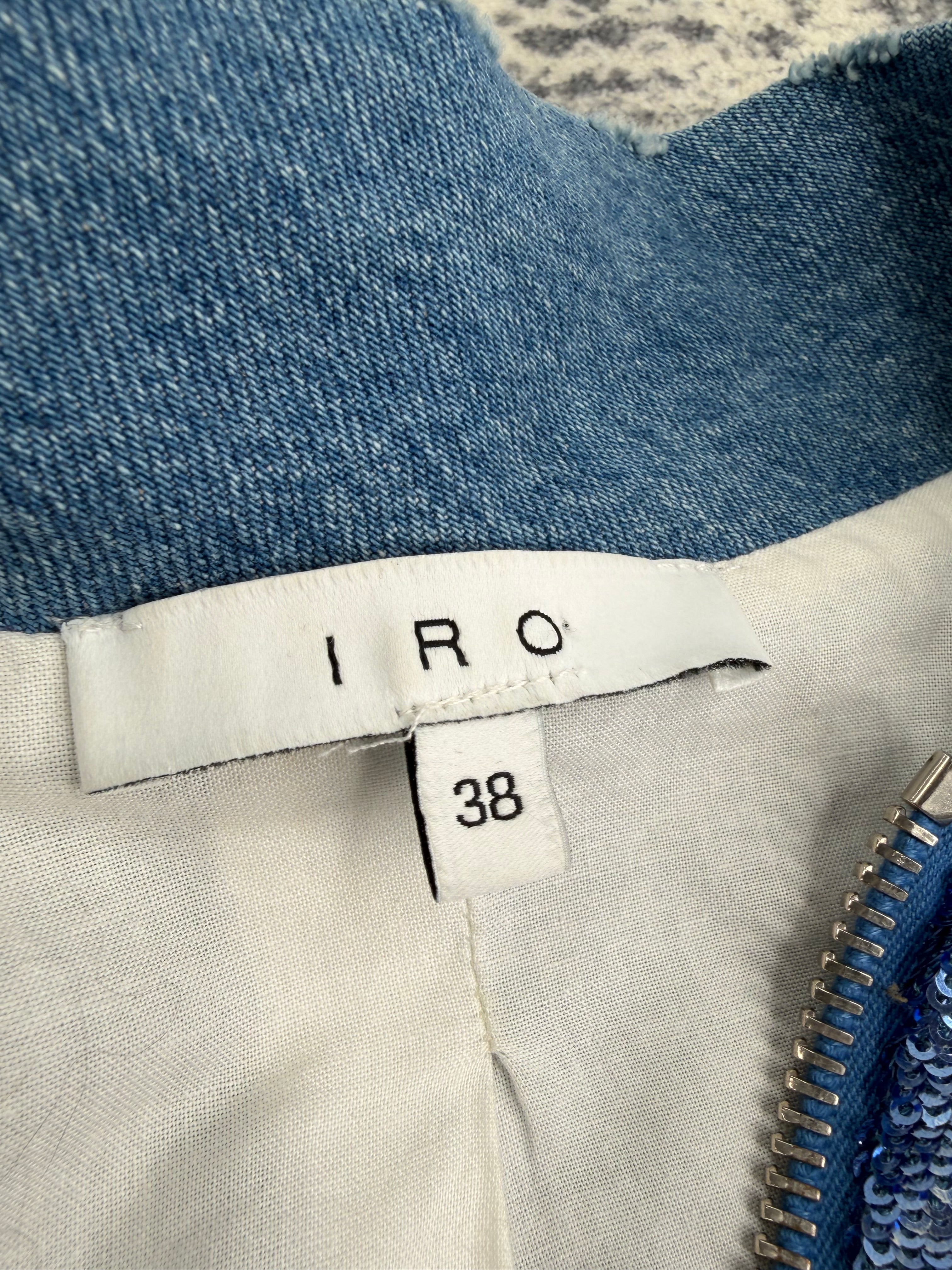 Iro Denim & Periwinkle Sequined 'Nanasco' Bomber Jacket - AU8/10