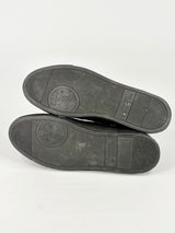 Versace Collection Black Leather & Gold Trim High-Top Sneakers - EU45