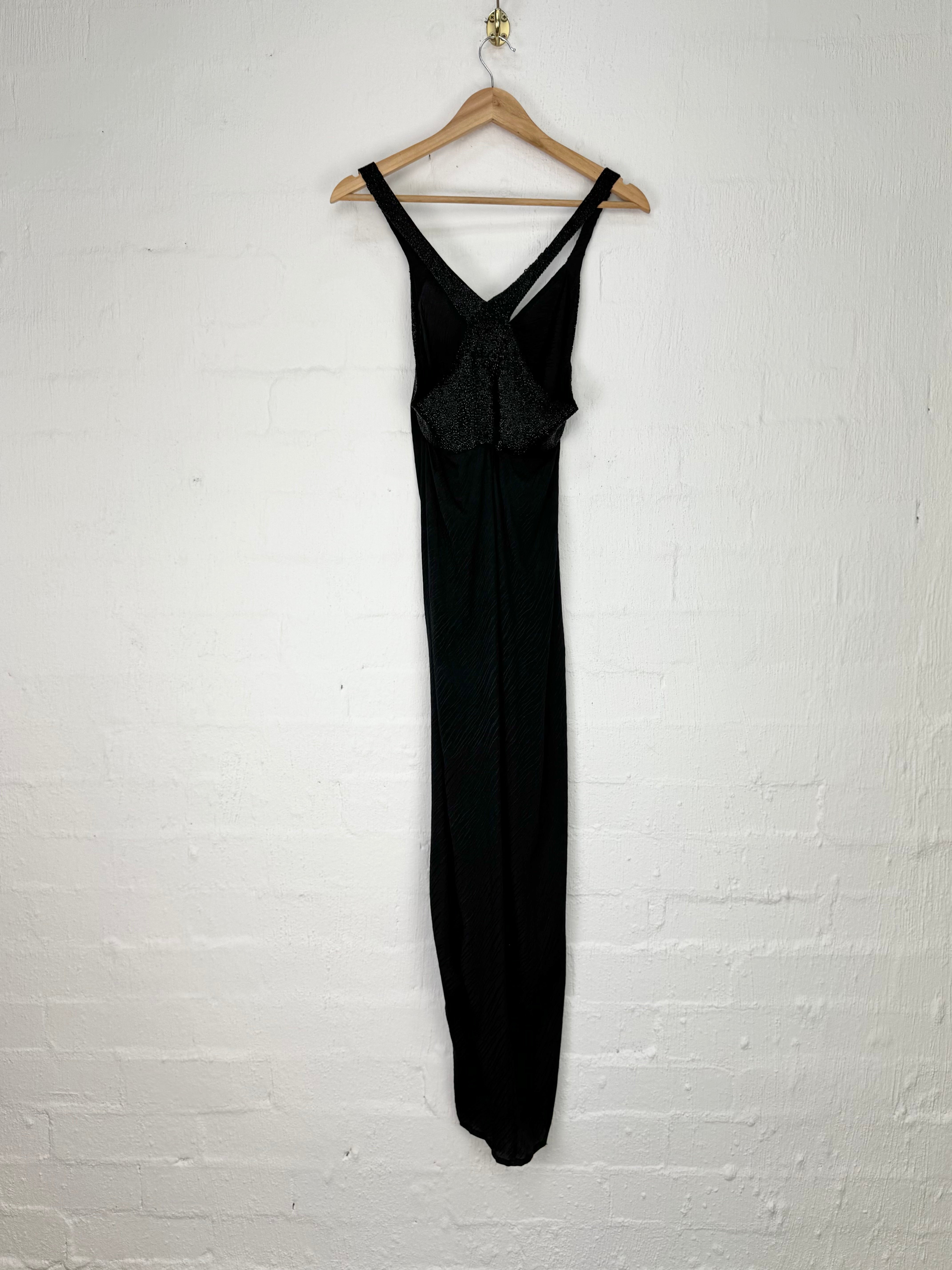 T. L. Woods Black Precious Beaded Black Evening Dress NWT - AU8/10