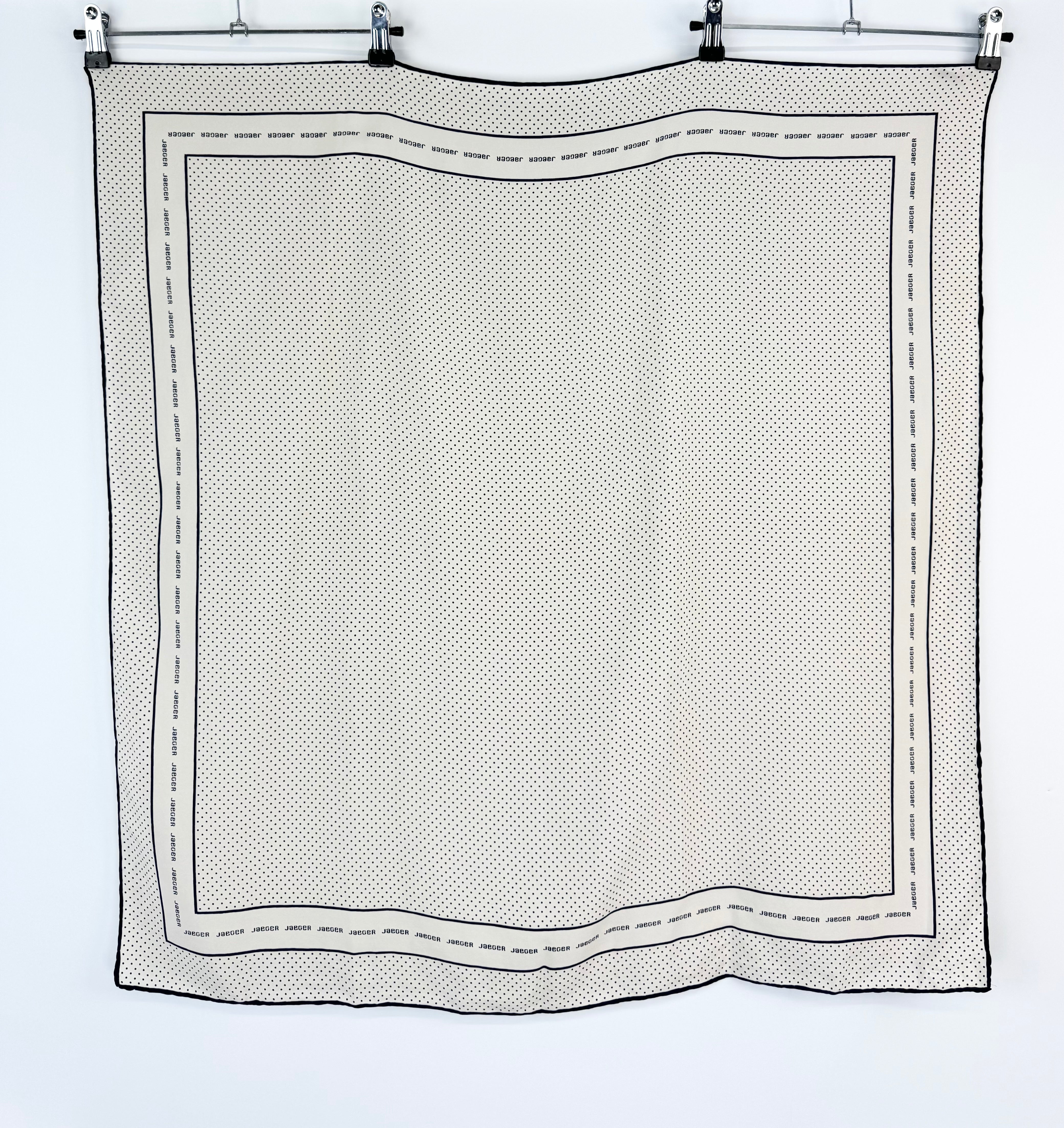 Vintage Jaeger Large Cream Dotted Silk Scarf