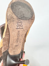 Miss Sixty Gold & Brown Suede Strip Knee Hight Boots - EU39