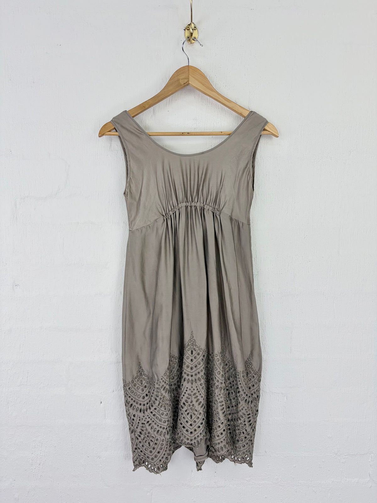 Sweet Grey Silk Broderie Anglaise Dress - AU8/10