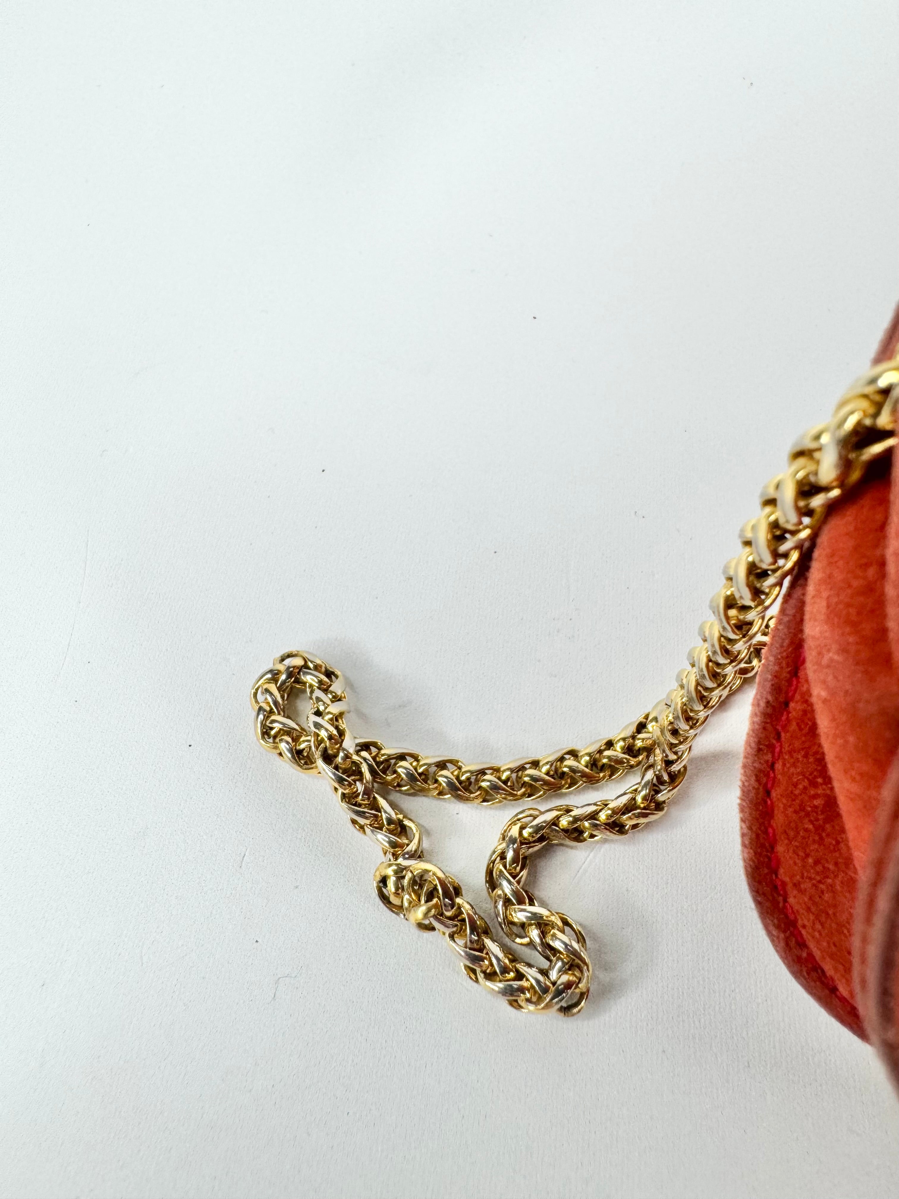 Vintage Gucci Mini Orange Sorbet Suede Bamboo Cross Body Bag