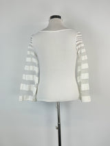 Anne Fontaine White Mesh-Sleeved Top - AU10/12