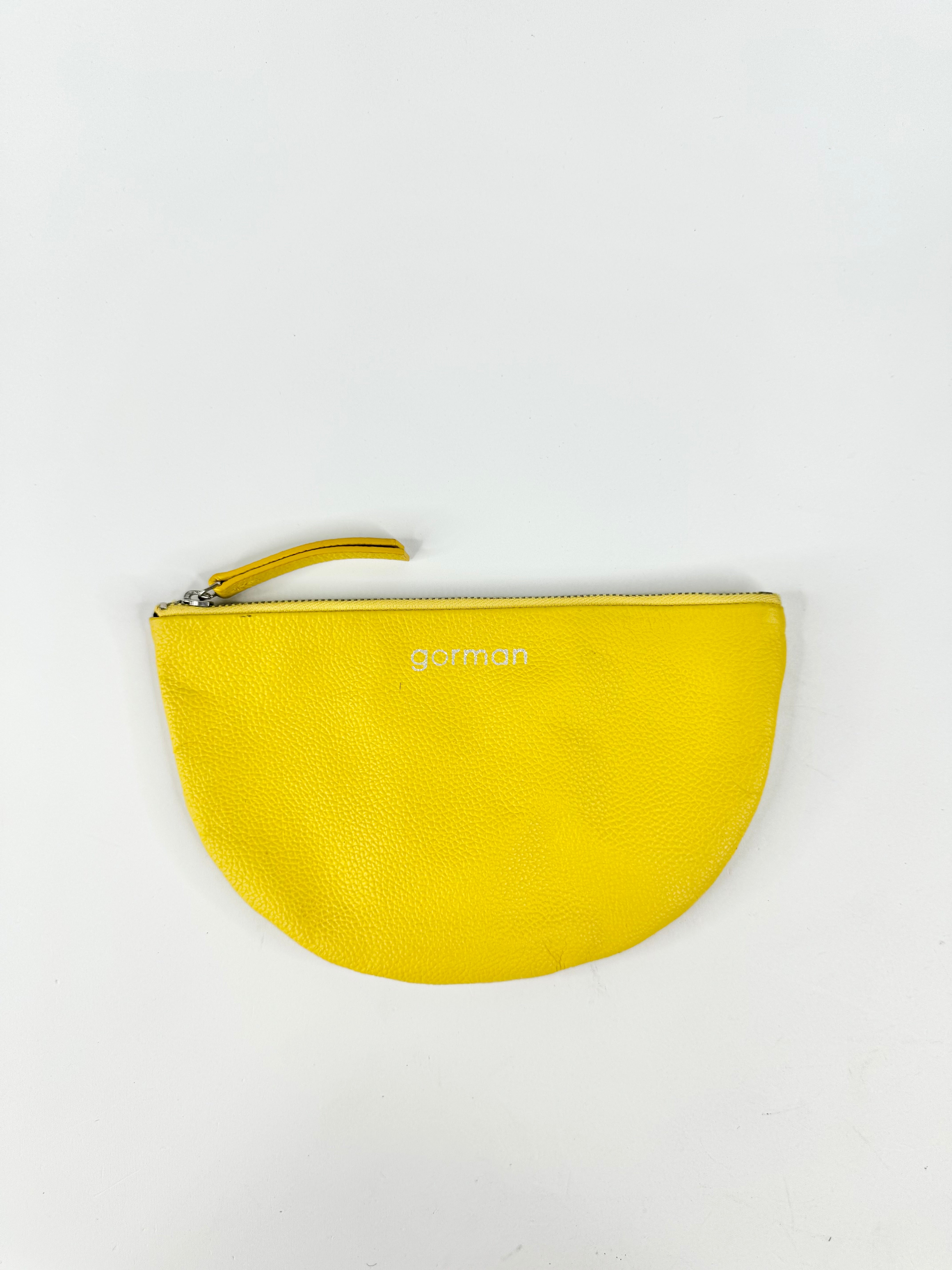 Gorman Sunshine Yellow Grained Leather Half Moon Pouch
