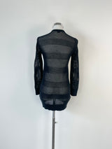 Armani Exchange Black Mesh Zip-Up Top - AU8