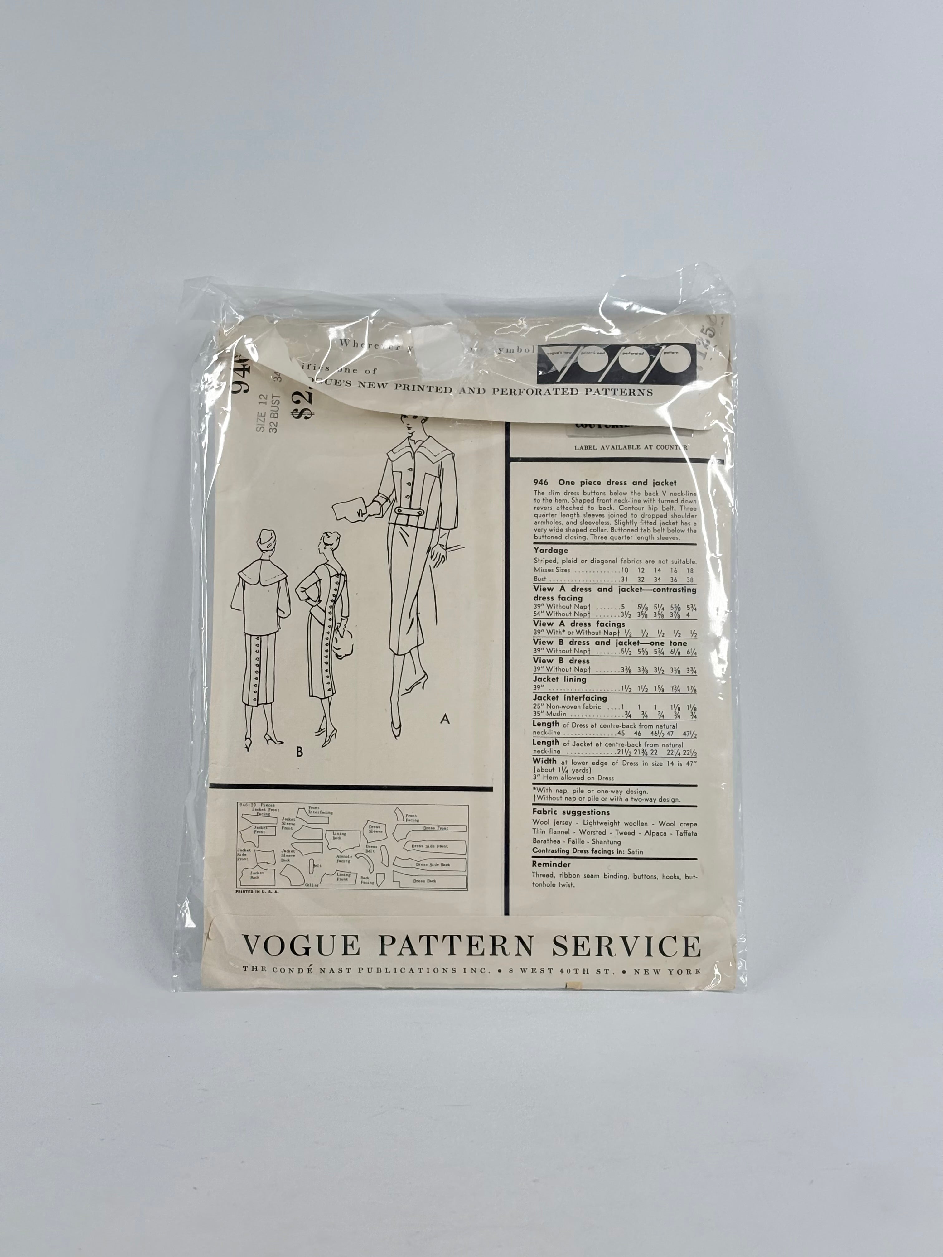 Vogue Couturier Design Rodrigues Dress & Jacket: No. 946 - Size 12