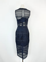 Nicholas Blue Black Lace Midi Dress - AU10
