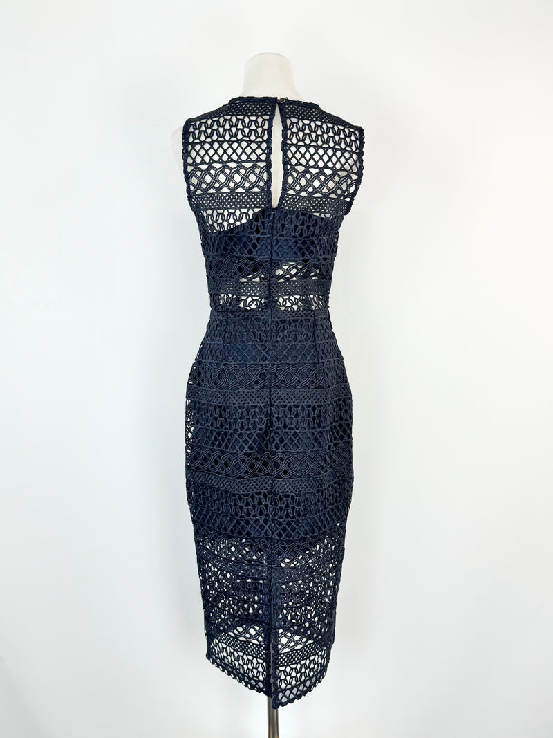 Nicholas Blue Black Lace Midi Dress - AU10