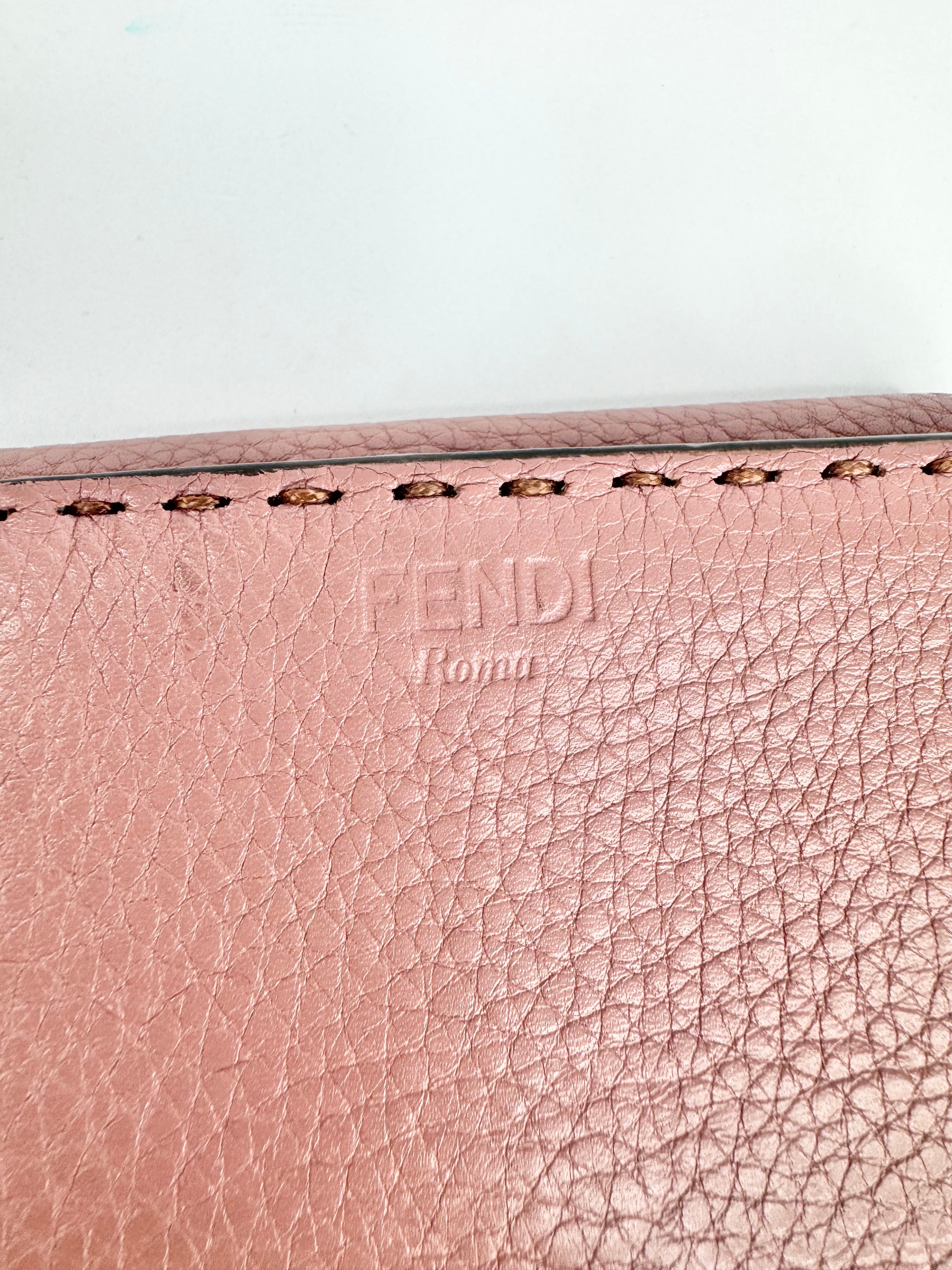 Fendi Blush Pink Peekapoo Tri-Fold Calf Leather Wallet