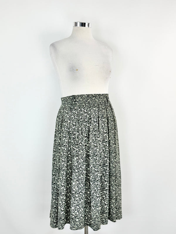 Vintage Karl Lagerfeld Floral Polyester Pleated Skirt - AU10