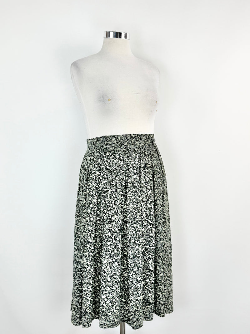 Vintage Karl Lagerfeld Floral Polyester Pleated Skirt - AU10
