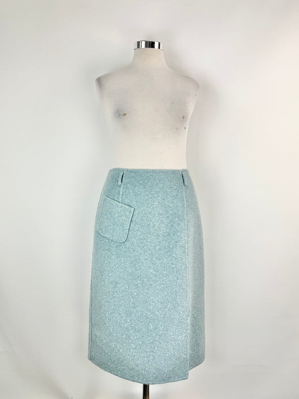 Viceta Wang Misty Blue & Sequin Wool Two Piece Suit - AU12