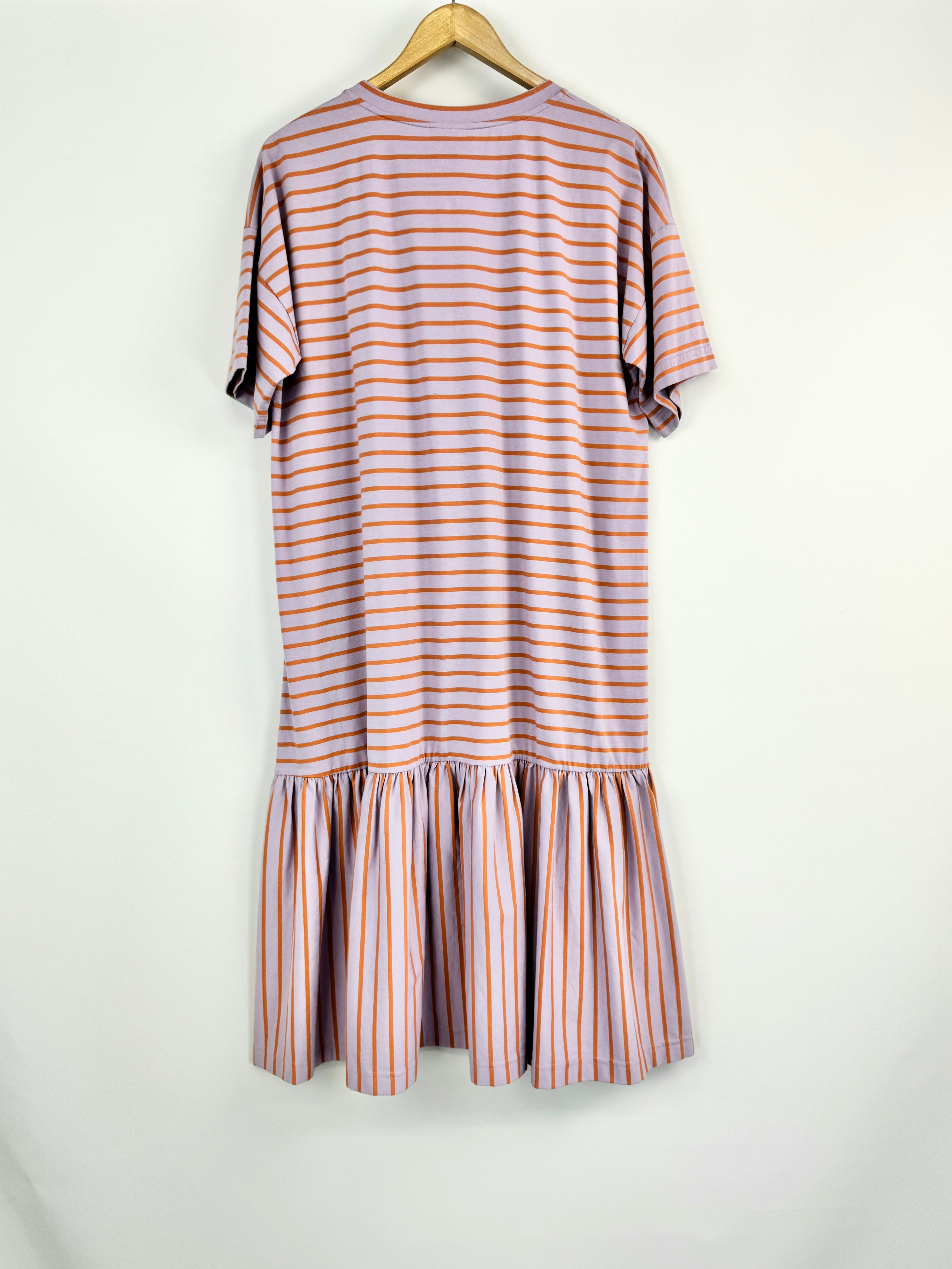 Obus Mauve & Orange Striped T-Shirt Dress - AU10/12