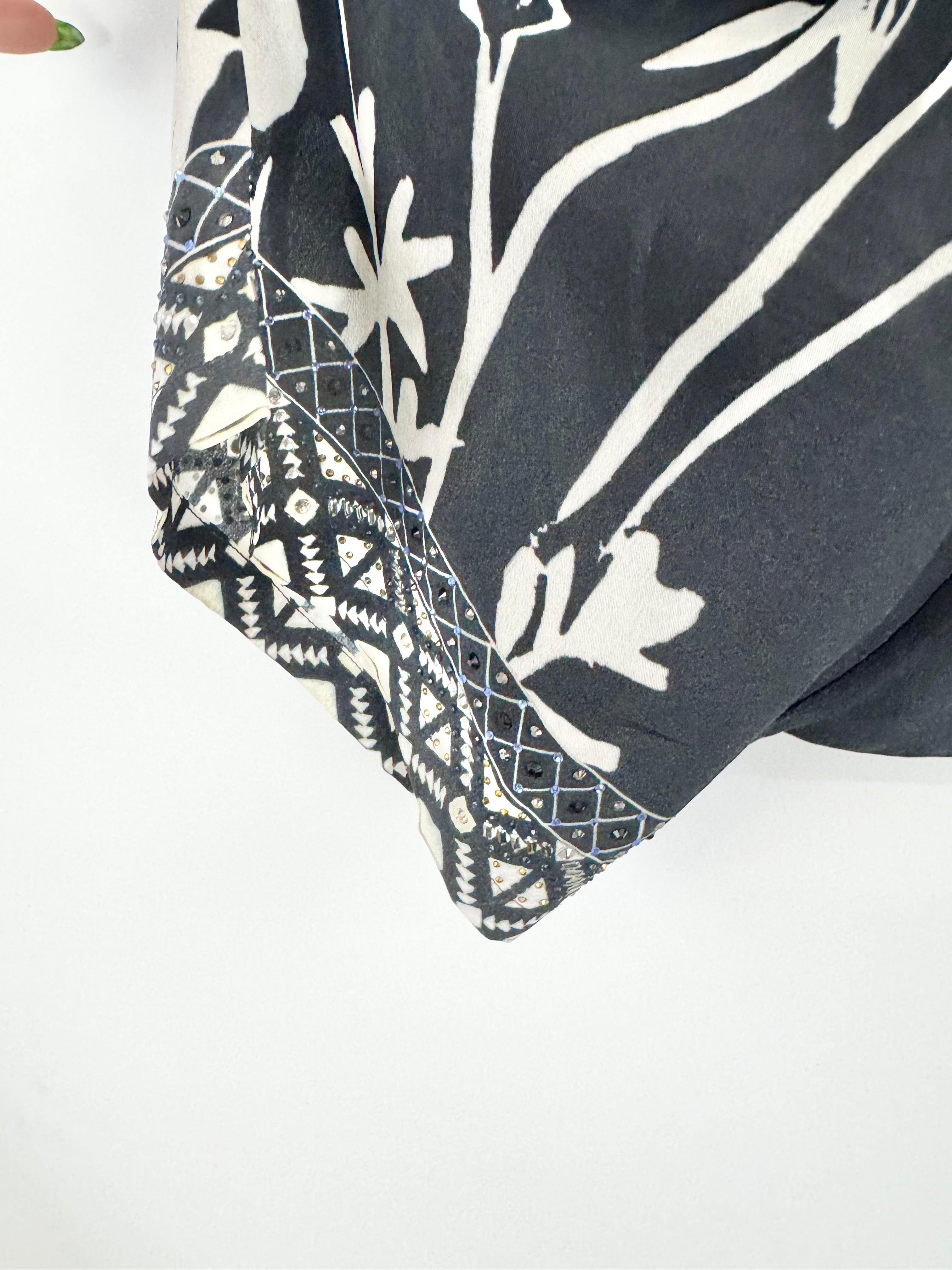 Camilla Black & White 'Botanical Bandits' Silk Harem Pants - AU8/10/12/14