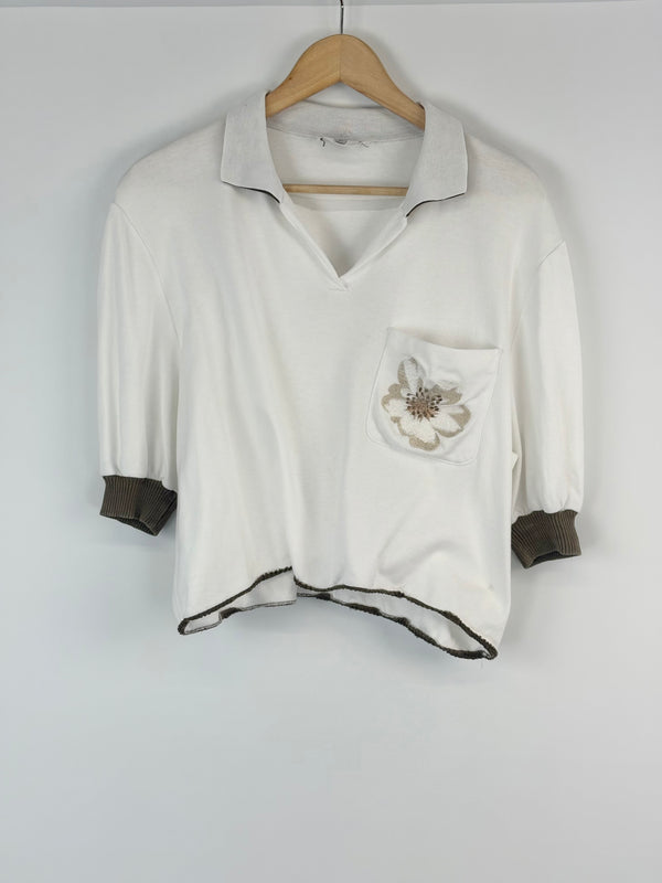 Valentino Studio Vintage White Cropped Polo - AU8/10