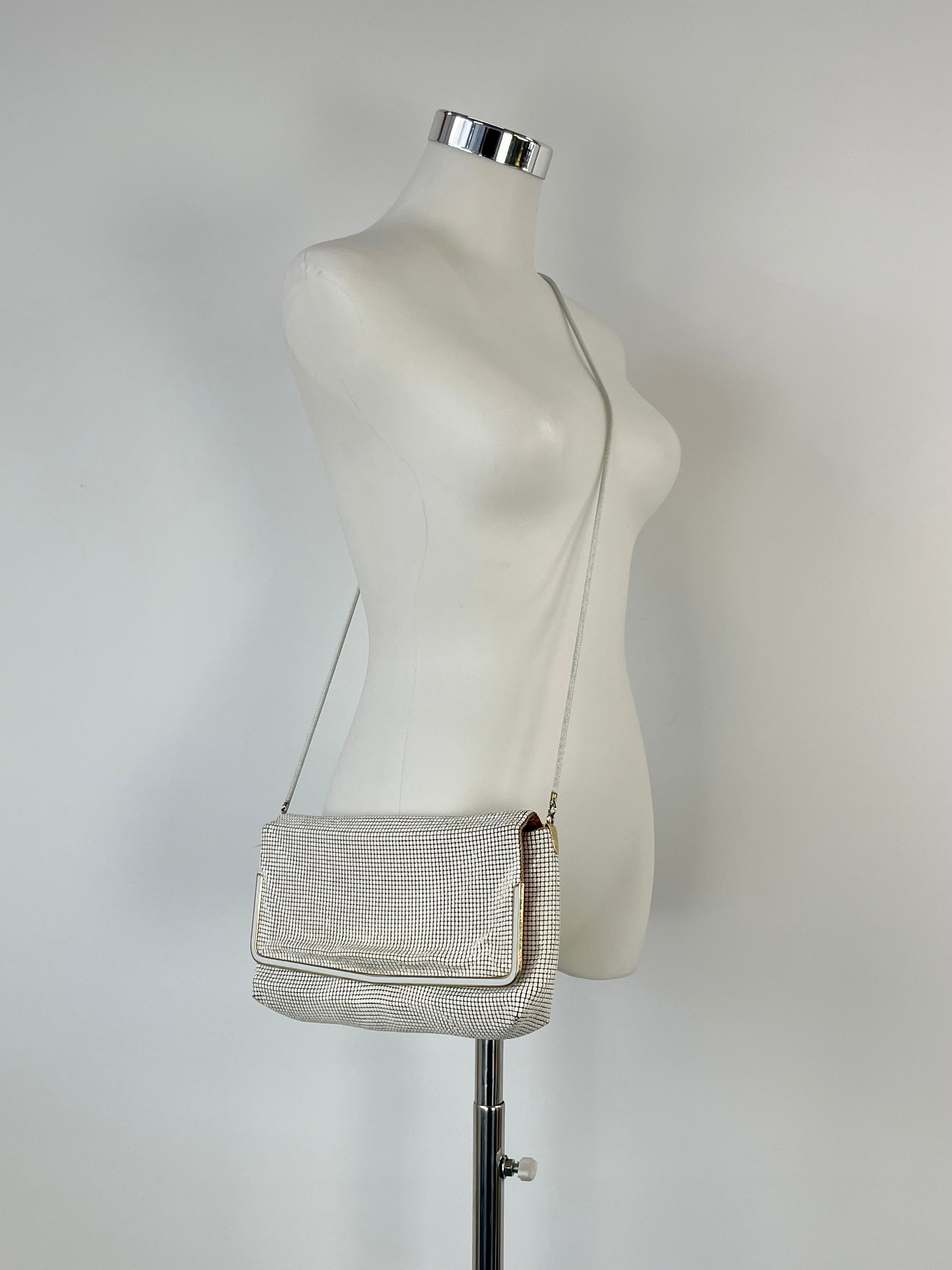 Glomesh Pearl-White Crossbody Evening Bag