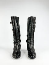 Gabor Black Leather Heeled Boots - 5.5