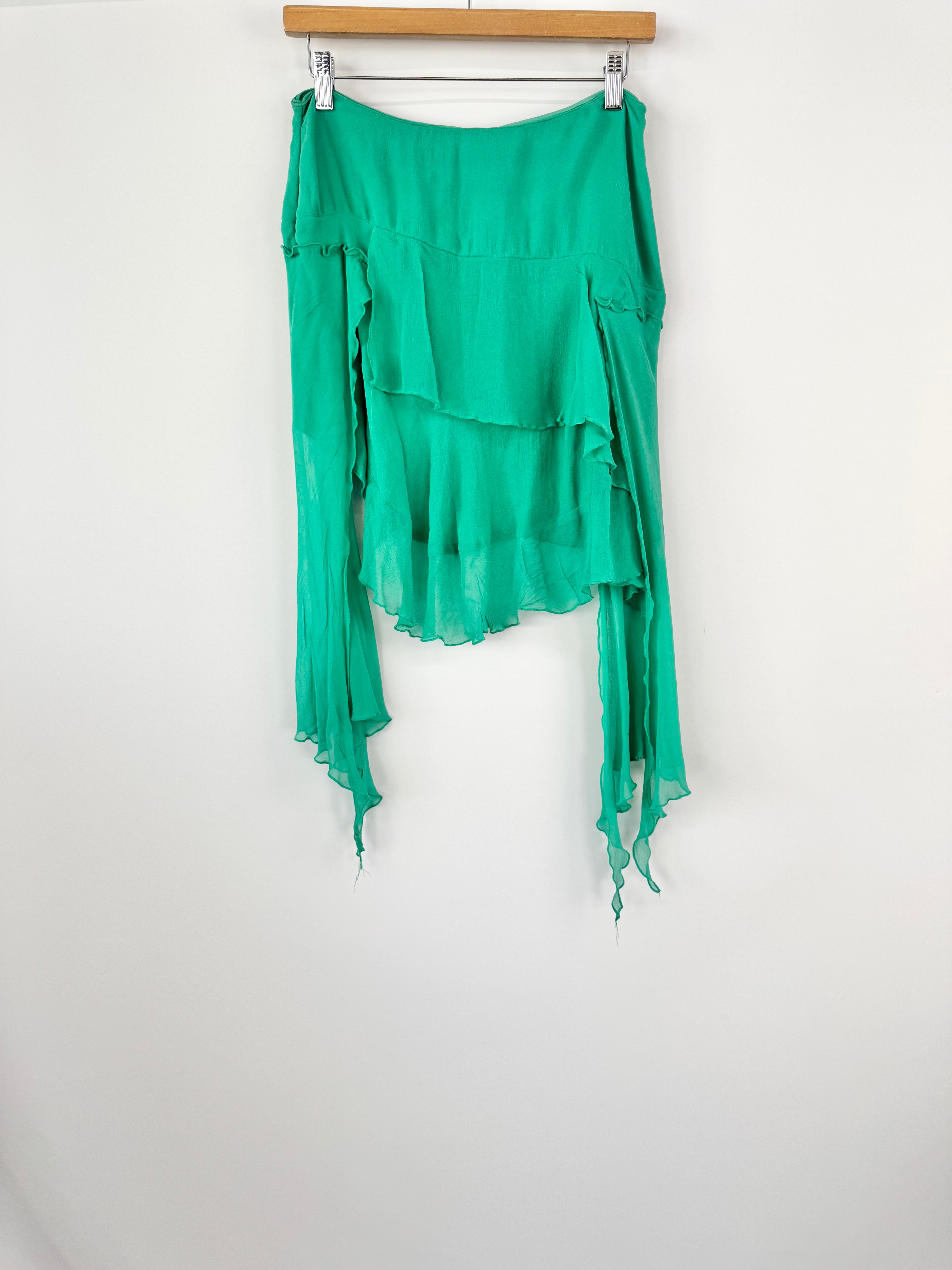 ZHOUK Jade Y2K Chiffon Asymmetrical Mini Skirt - AU8