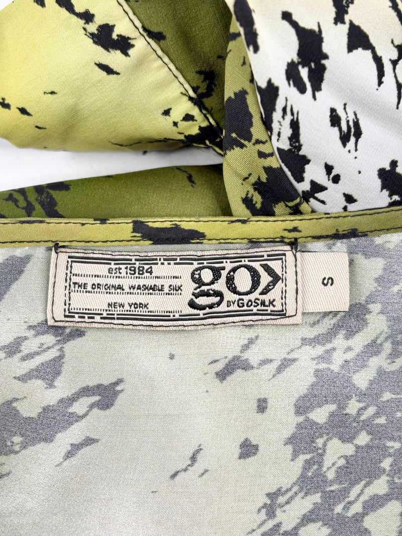 Go> by Go Silk Green & Black Patterned Blouse - AU8