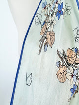 Oscar de la Renta Pale Blue Long Posy Scarf