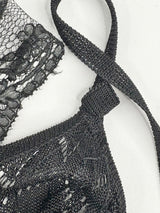 Collette Dinnigan Black Sheer-Lace Slip Dress - AU10/12