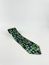 Vintage Pierre Cardin Green & Blue Pattern Tie