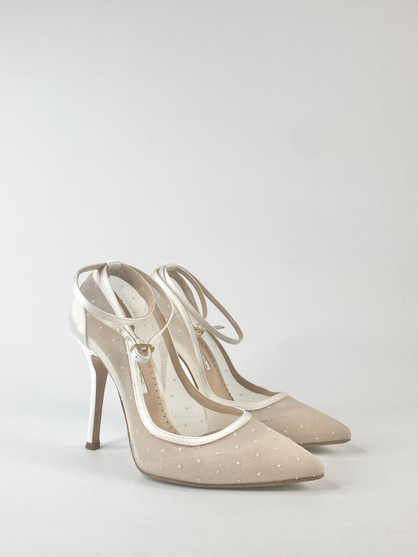 Oscar de la Renta White Lace Beige Stilettos - EU36