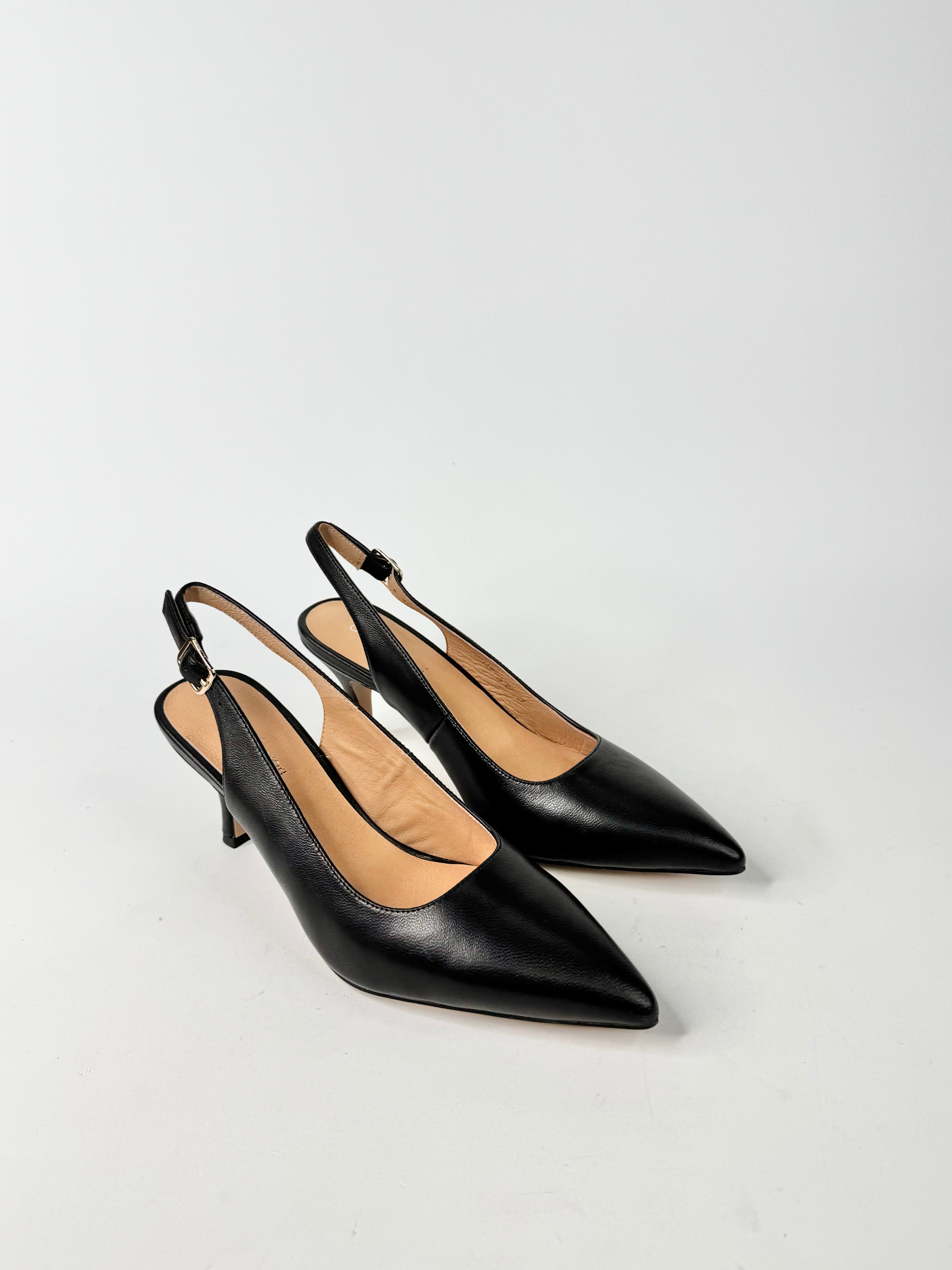 MFW Diana Ferrari Tiyena Black Leather Heels - EU37