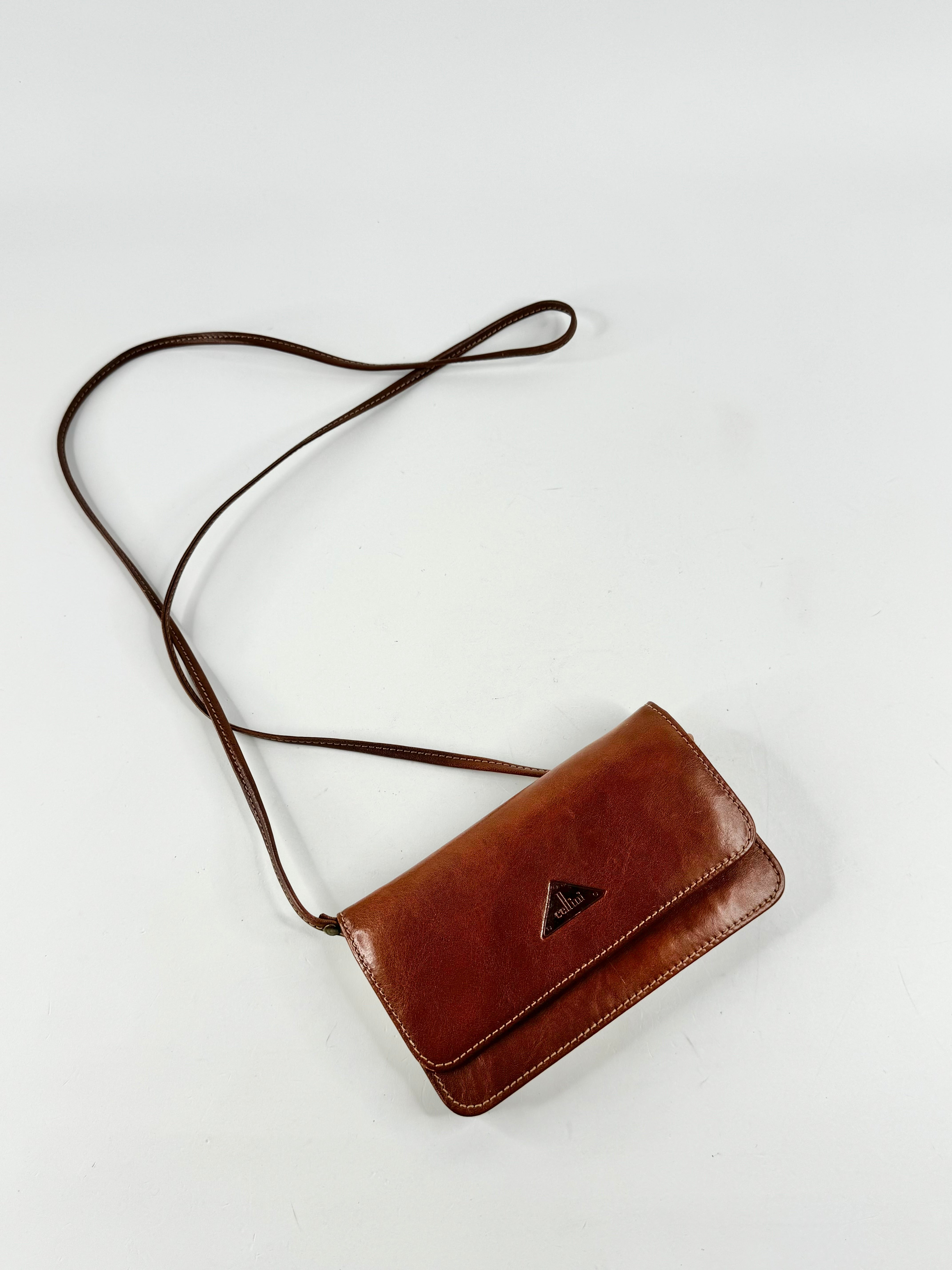 Cellini Deep Tan Mini Cross Body Bag