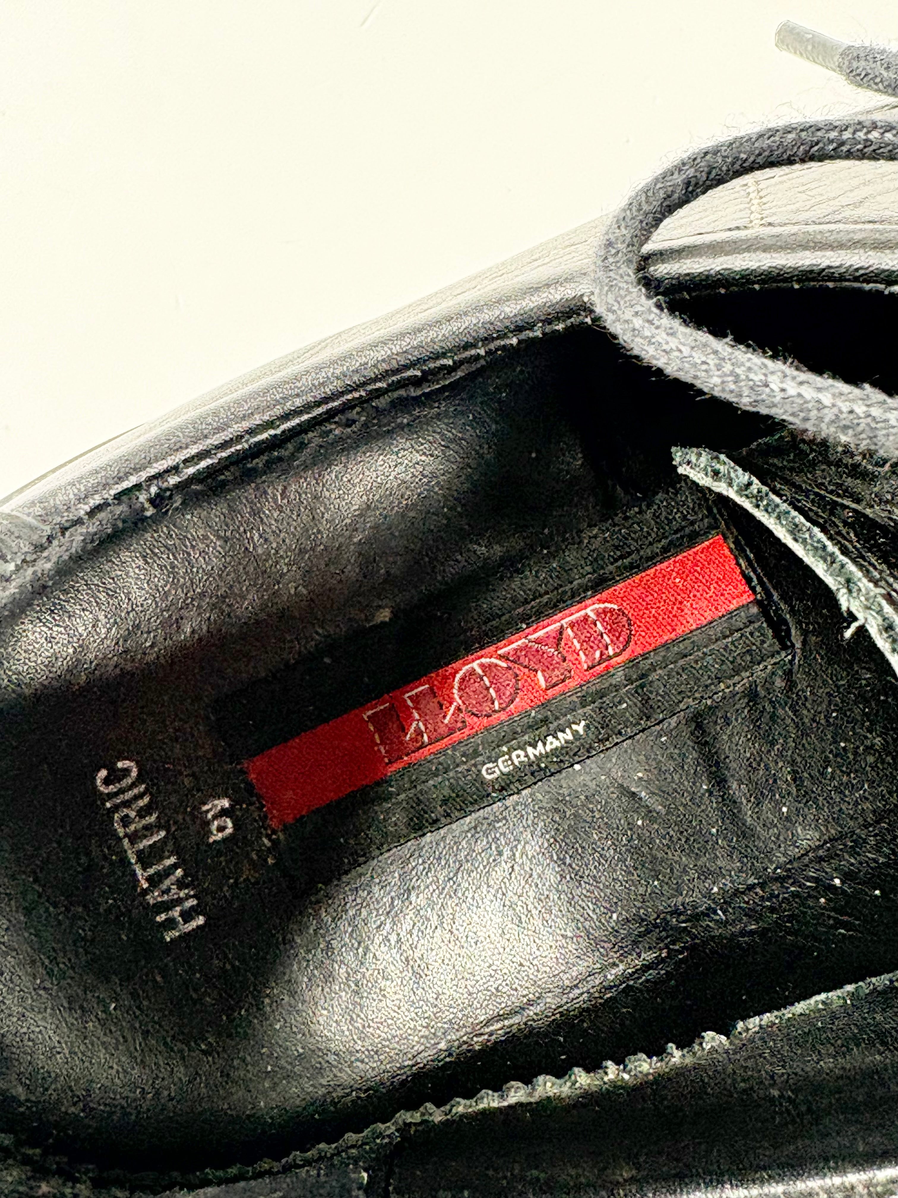 Lloyd Black Leather 'Hattric' Square-Toe Dress Shoes - EU42