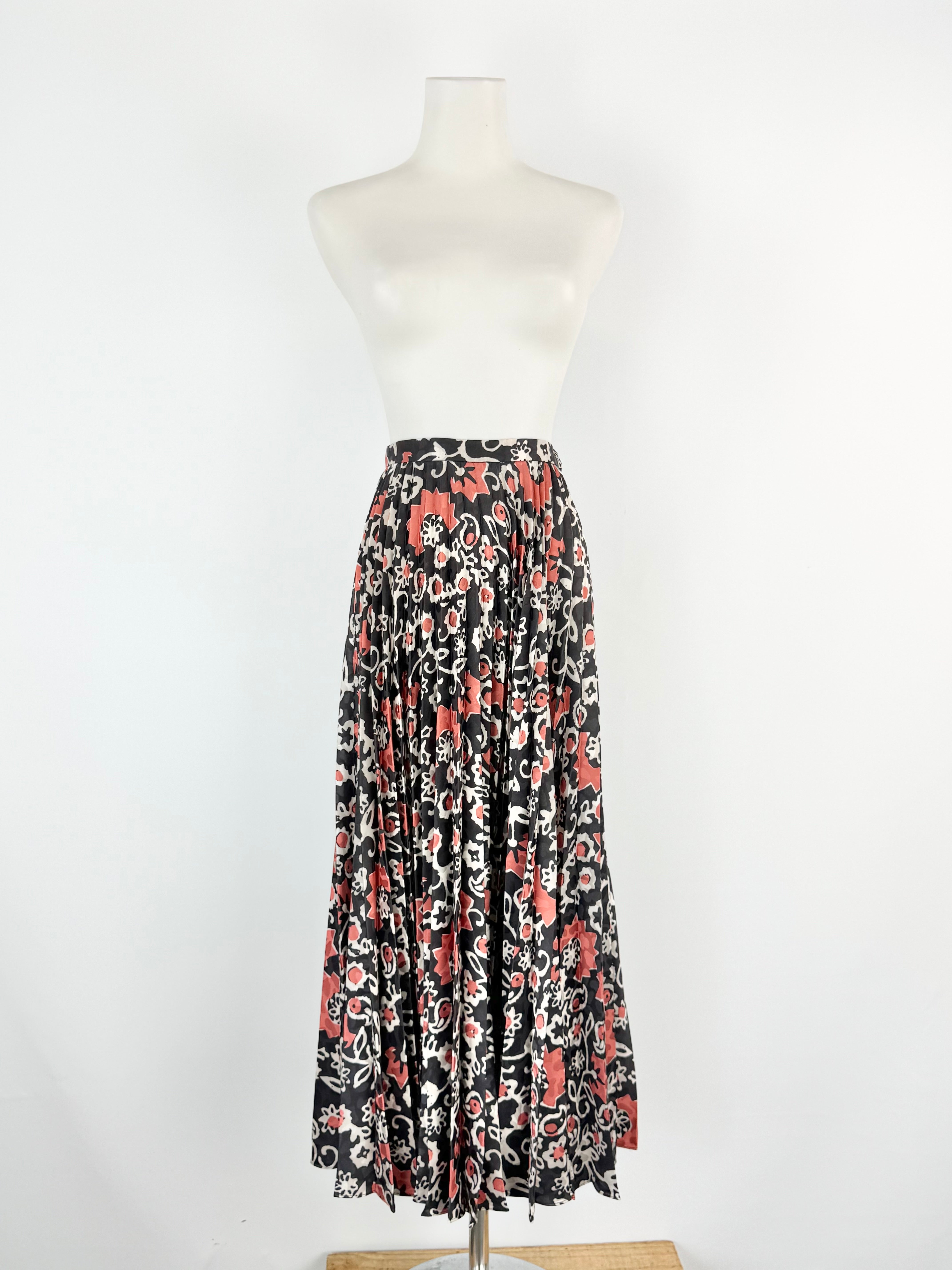 Saloni Brown 'Cobblestone' Floral Patterned Pleated Skirt - AU10