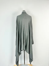 DKNY Grey Silk & Cashmere Blend Waterfall Cardigan - AU8