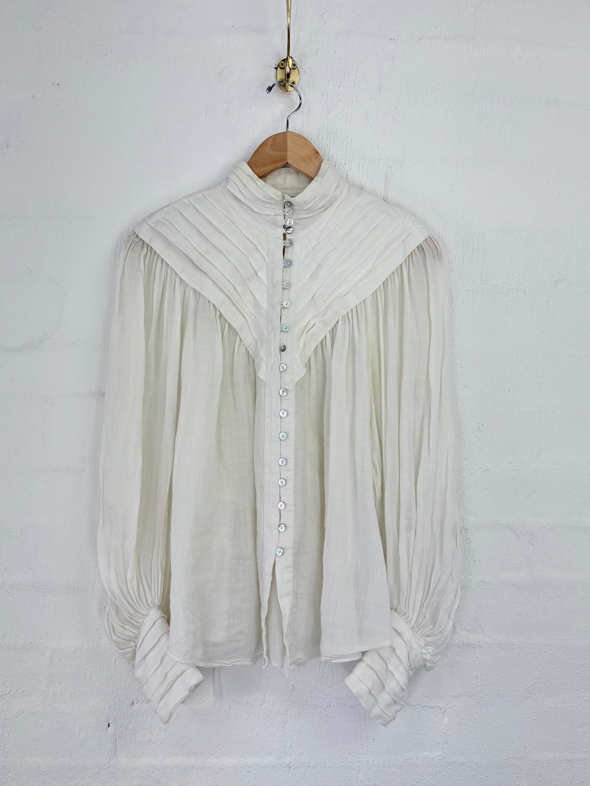 Alémais White Pleated Peasant Blouse - AU8