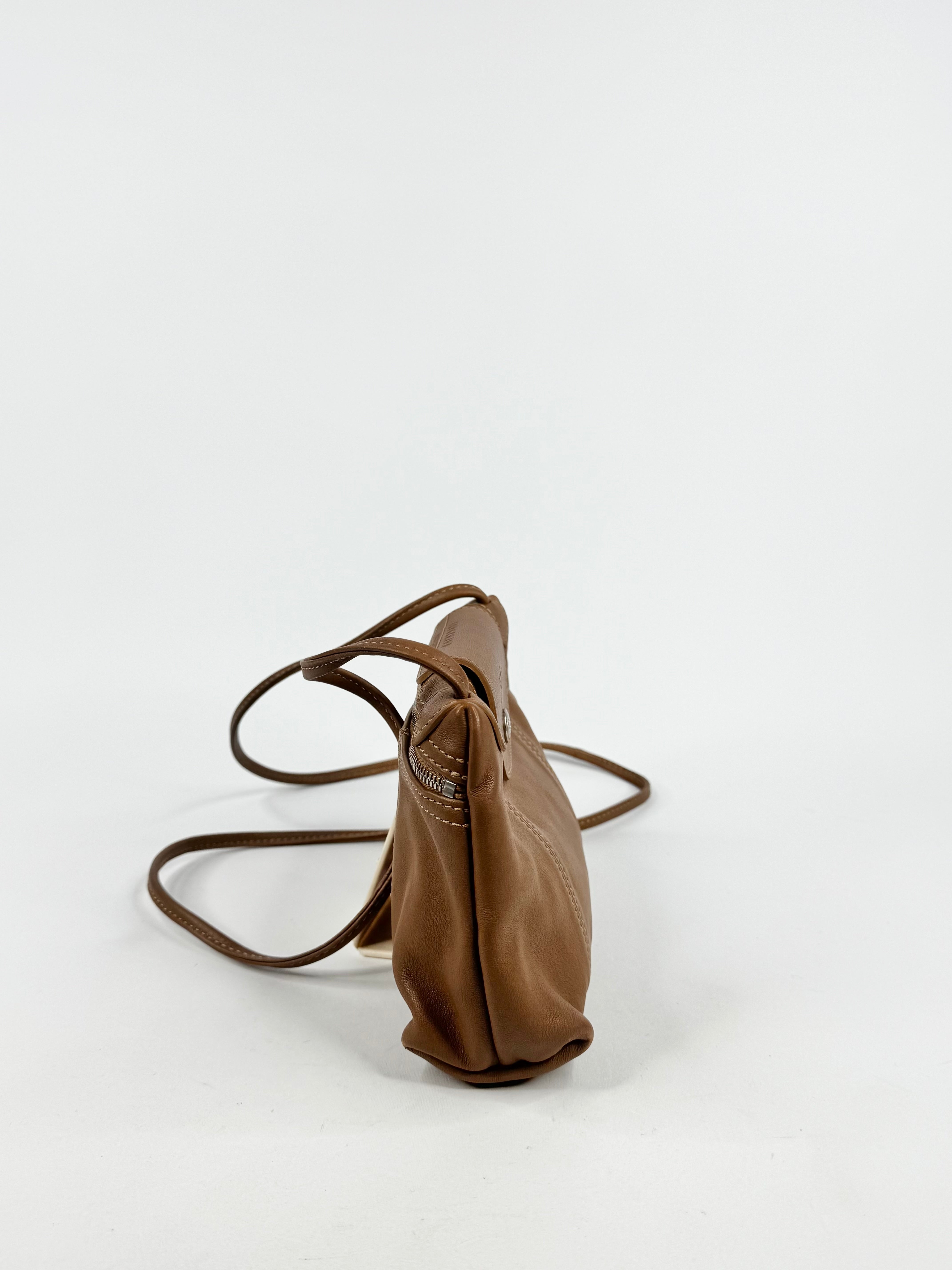 Longchamp Le Cuir Mini Tan Leather Cross Body Bag