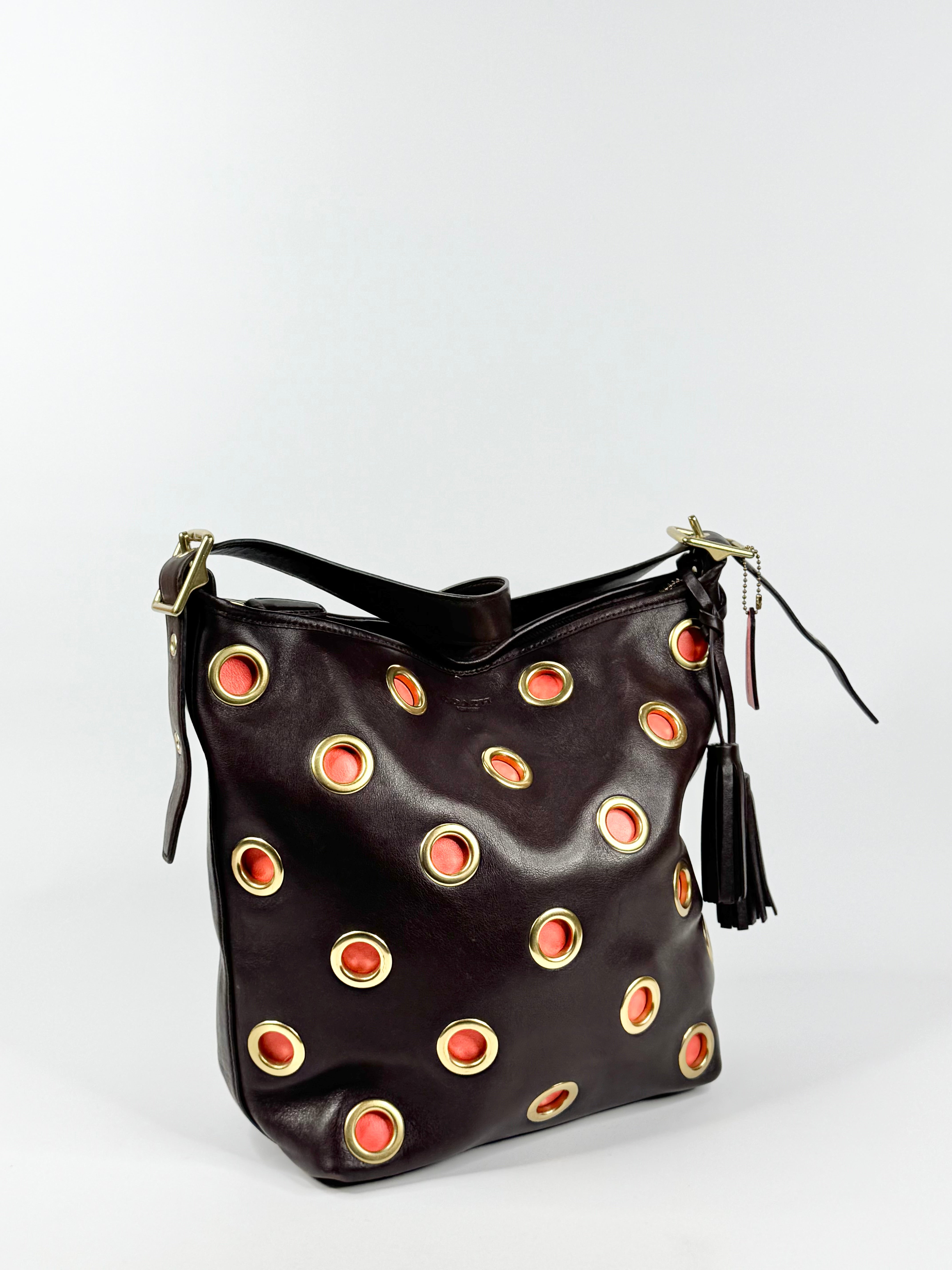 Coach 'Legacy' Double Gromment Umber & Orange Shoulder Bag