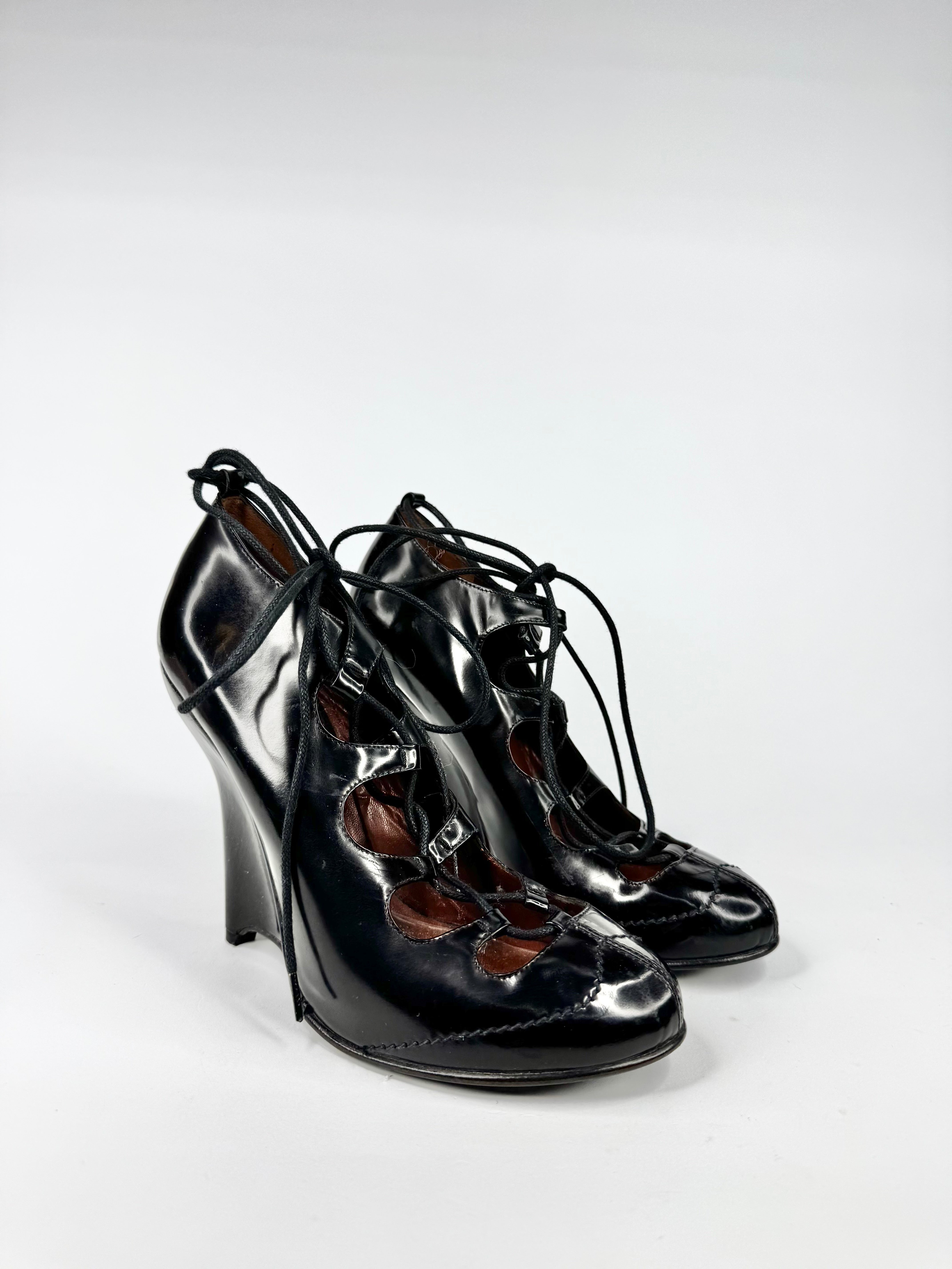 Opening Ceremony Black Lace Up Wedges - EU38