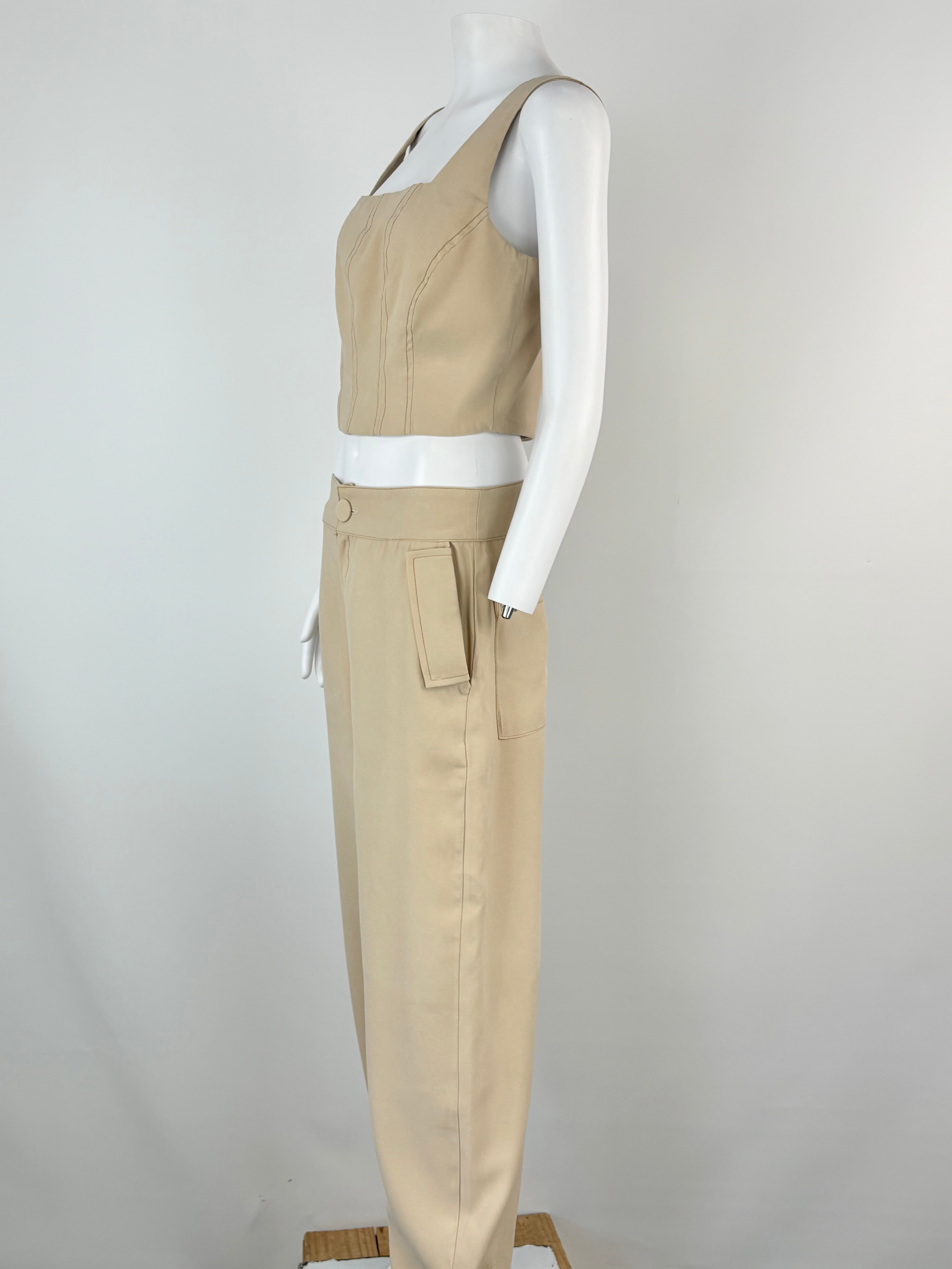 Dot. the Label Beige Crop Top & Pants Set - AU10
