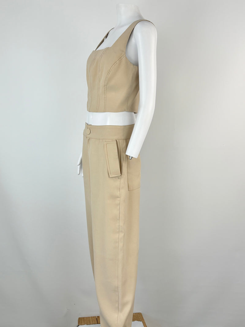 Dot. the Label Beige Crop Top & Pants Set - AU10