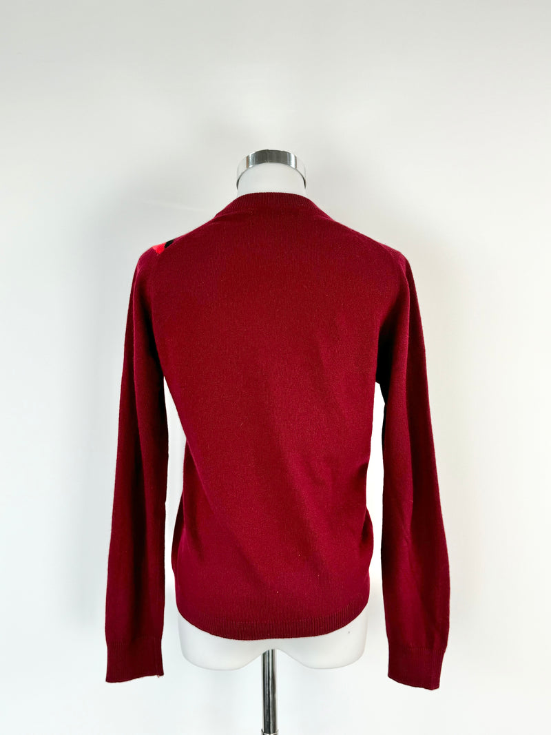 Vintage Ballantyne Carmine Red Cashmere Jumper - AU8/10