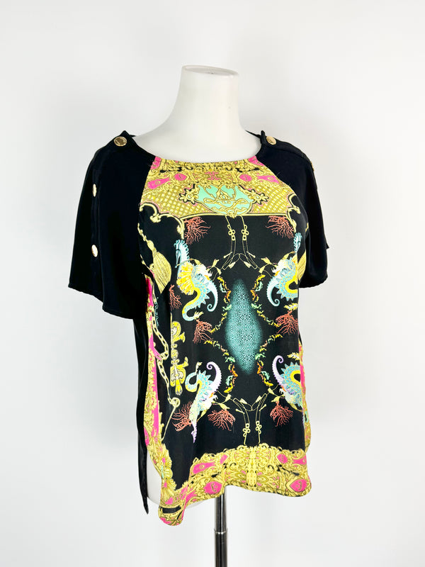 Cavalli Class Seahorse & Pattern Buttoned Top - AU10