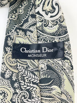 Christian Dior Monsieur Black Paisley Patterned Silk Tie