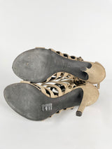 Giuseppe Zanotti X Balmain Beige Suede Studded Sandals - EU39