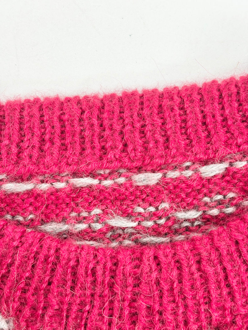 Handmade Vintage Red & Grey Alpaca Knit Sweater - AU10/12