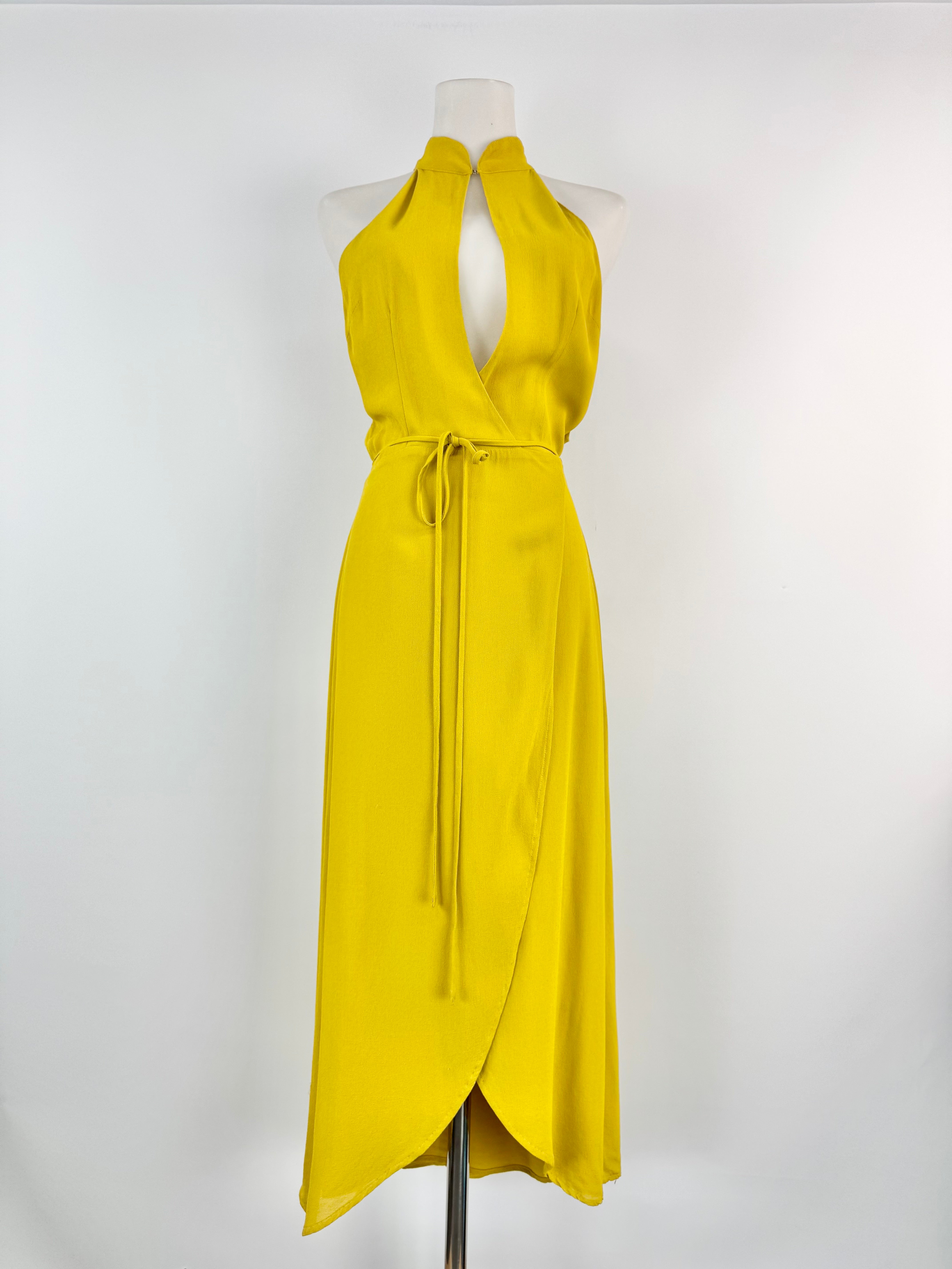 Reformation Ochre Yellow Cut Out Wrap Dress - AU10